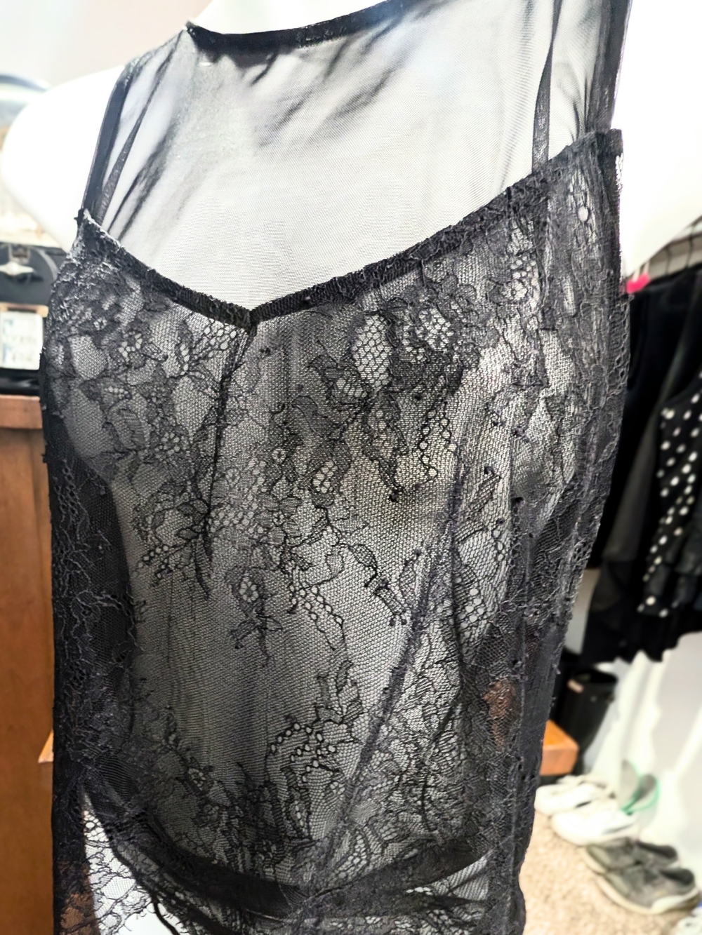 Gianni Bini Black Lace Mesh Bodysuit